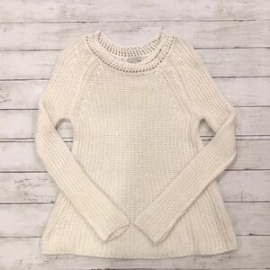 Hinge Anthropologie White Cream Knit Oversized Sweater